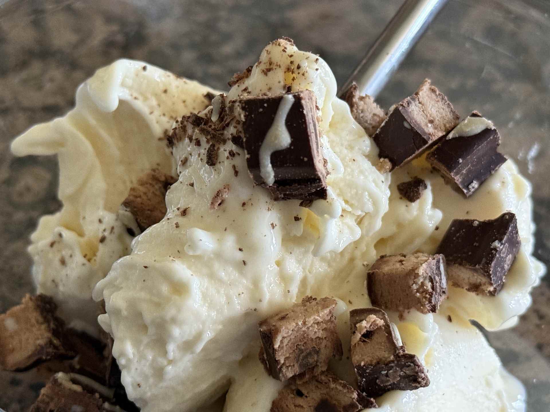 Image of ice cream, featuring Healthy Ninja Creami Recipes and highlighting a Ninja Creami protein ice cream recipe with chocolate chips.
